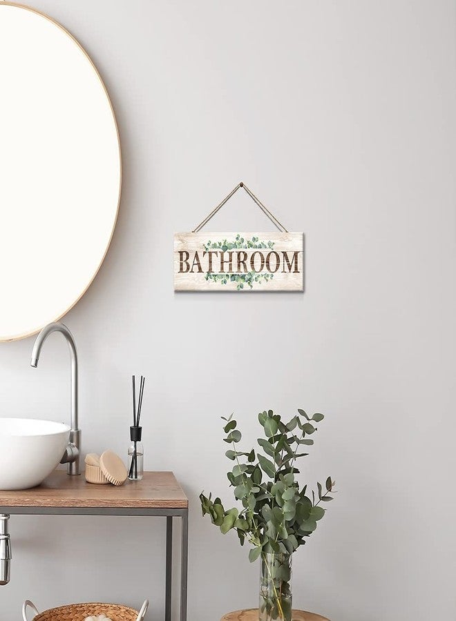VGICH Bathroom Sign Wall Decor, Bathroom Wall Art, Rustic Farmhouse Wall Hanging Plaque Home Decorative Bathroom, 4.7 x 13.7 inches - Image 4